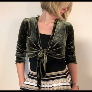 Vintage 90s Lord & Taylor green velvet crop top